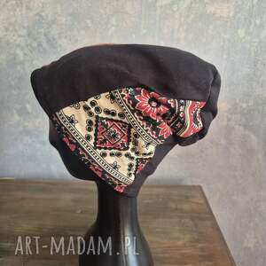 Czapka patchworkowa smerfetka na podszewce świetna na codzienne