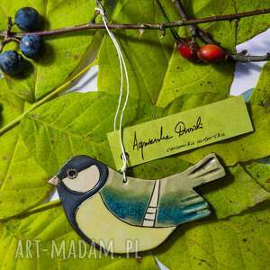 sikorka ceramiczna szkliwiona ceramiczny ptaszek, ptaszek na choinkę, dekoracja