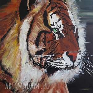 obraz akrylowy ręcznie malowany na płotnie, hidden face, tygrys zwierzę, kot