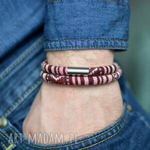 bransoletka męska boho nazca duo satin steel, etniczna zapięcie magnetyczne