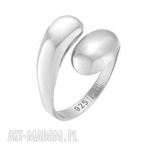 srebrny pierścionek krople, elegancki, modowy