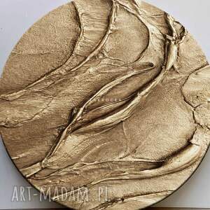 Obrazy do salonu - metaliczne struktury fi 100cm, nietypowe