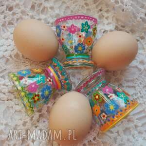 ręcznie malowane kieliszki do jajek zestaw 3 szt spring upominek na wielkanoc