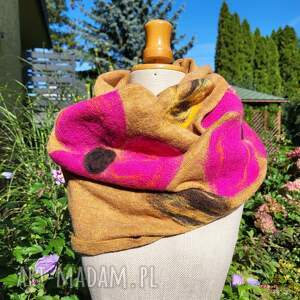 super prezent na dzień mamy miodowy filcowany wełniany miły i ciepły komin