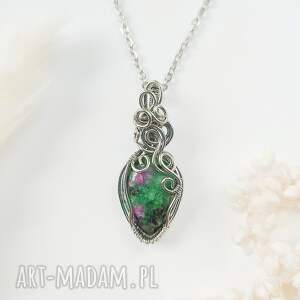 Prezent Naszyjnik Zoisyt z Rubinem stal chirurgiczna wisiorek handmade