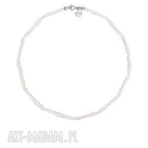 srebrny naszyjnik z pereł naturalnych, bizuteria kolia perły