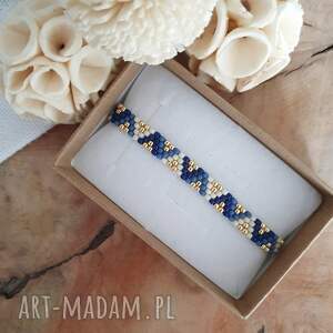 LEI-handmade - Bransoletka w odcieniach koloru niebieskiego biżuteria, styl boho, pomysł na prezent, szyte ręcznie, odcień