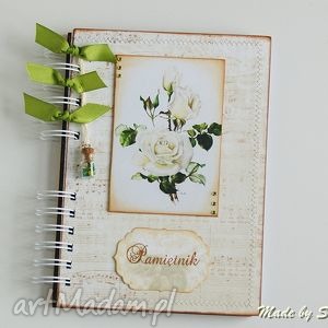 pamiętnik - white roses, notes, notatnik sekretnik, zapiśnik