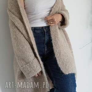 swetry beżowy kardigan haske z alpaki rozpinany, wełniany, ekskluzywny sweter