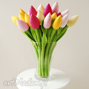 handmade dekoracje tulipany - bukiet bawełnianych kwiatów
