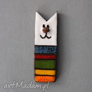 miau - broszka ceramiczna minimalistyczna, kot prezent, ozdoba, święta