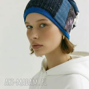 czapka damska smerfetka kolorowa, dobra na codzienne noszenie podszewce