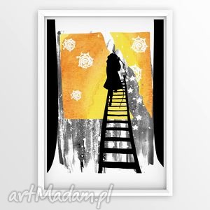 wieczne słońce ilustracje obrazek, dziewczynka szczęście, format A4, 20x30cm