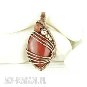 ręcznie wykonane wisiorki jaspis mokait wisiorek wire wrapping