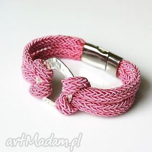 handmade bransoletka różowa pętelka magnetyczna