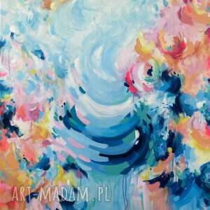 Kolorowa abstrakcja - duży obraz do salonu 90x100 cm