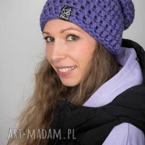 czapka mono 29 - fioletowa na zimę, prezent, upominek