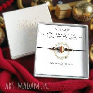 Amulet - ODWAGA - świąteczne pudełko - TYGRYSIE OKO, ONYKS