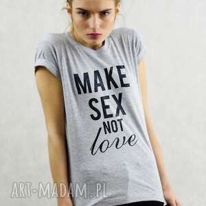 ręczne wykonanie koszulki make sex t-shirt gray defence