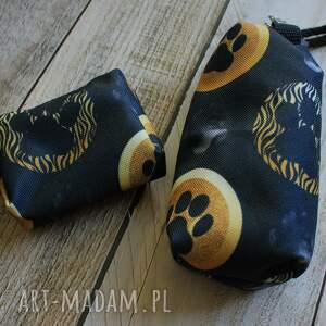 Saszetka na smaczki i woreczki dla psa Złote Łapy - zestaw spacerowy handmade