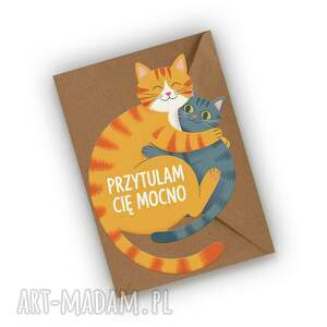 kartka walentynkowa z kotkami - przytulam cię mocno przyjaciela