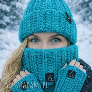 komin robiony na szydełku,kolory tuba, szal