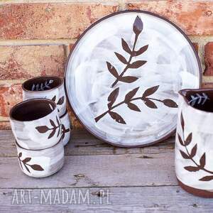 Prezent Komplet ceramiczny. Rustykalny dzbanek na napoje