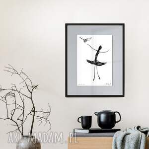 Autorska grafika z ramą - nr 138, czarno biała