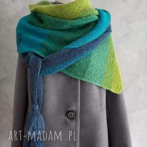chusta strzałka ręcznie robiona na drutach szalik kolorowy, pomysły