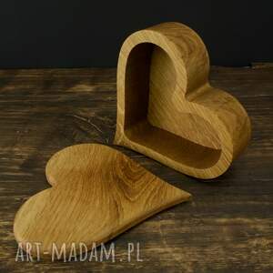 ręcznie wykonane drewniane pudełko serce, pojemnik do zalewu świecy