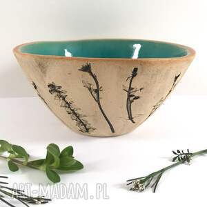 handmade ceramika miska z roślinami z pola