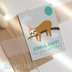 kartka urodzinowa - chill out - leniwiec