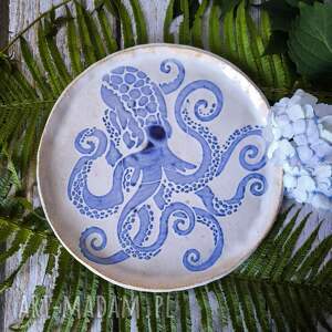 patera z ośmiornicą ceramika talerz, motyw morski ocean morze woda
