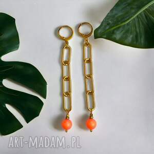 swarovski neon pearls orange neonowe kolczyki, kolczyki na lato