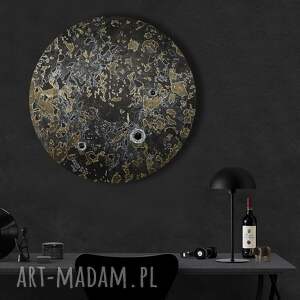 krajobraz księżycowy czarny, planeta, obraz dekoracja, sztuka ebru