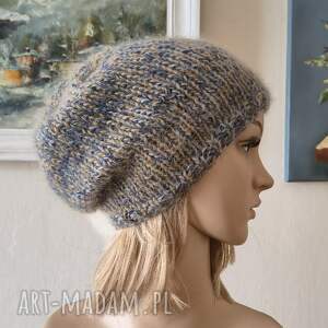 dodatki ręcznie na drutach - miła, bardzo ciepła, puchata, szlachetna czapka