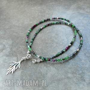 Prezent zielona roślinna nitka, delikatna bransoletka, srebro