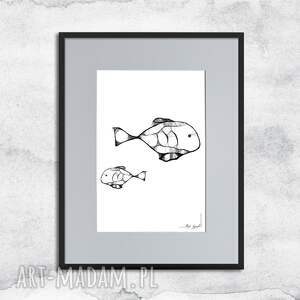Prezent Grafika z ramą - RYBY - nr 2, czarno biała