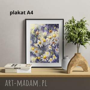 Plakat z rumiankami A4 - akwarela kwiaty polne