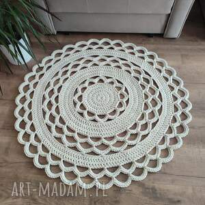 Dywan okrągły ze sznurka bawełnianego szydełkowy 100cm