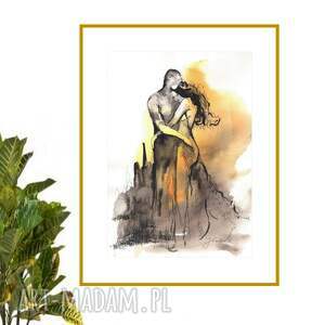 grafika z cyklu ona i on 21cm x 30cm, para, kobieta, format A4 obrazy