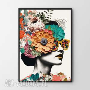 plakaty plakat kolaż dziewczyna kwiaty - format 30x40 cm