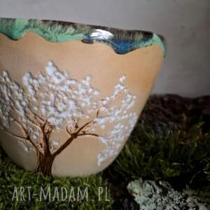 kubek ceramiczny - białe drzewo drzewem prezent, kwitnące