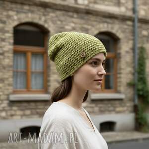 Czapka całoroczna przejściowa cienka bawełna s/m unisex pistacja