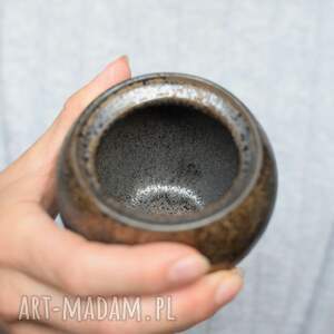 handmade ceramika cukiernica ciemne złoto i srebro rustykalna