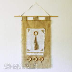 makata, dekoracja ścienna z tkaniny i drewna, wabi - sabi /2/, boho, folk
