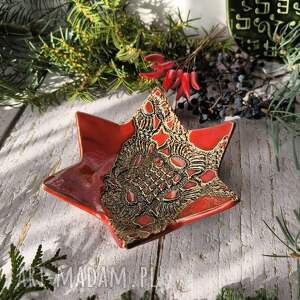 elegancka gwiazda ceramiczna, podstawka na świecę opłatek