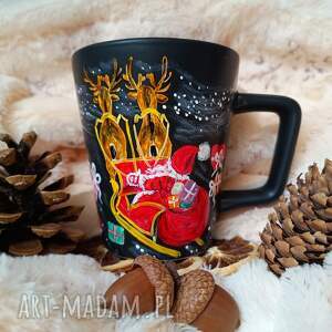 ręcznie malowany świąteczny kubek 300 ml malowana porcelana, prezent pod
