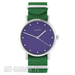 zegarek - fioletowy zielony, nylonowy, zegarek, nylonowy pasek, klasyczny