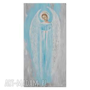 anioł błękitny, obraz malowany na płótnie aniołem